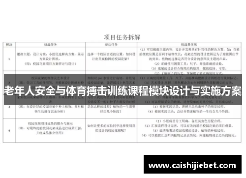 老年人安全与体育搏击训练课程模块设计与实施方案